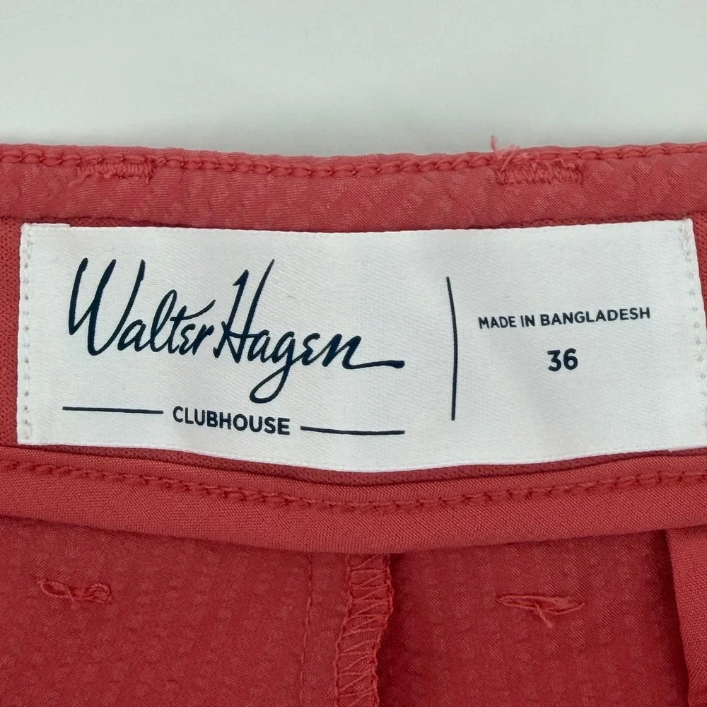 Walter Hagen Clubhouse Men Pink Rouge Seersucker Golf Short 36W 8in MGA14211 NWT